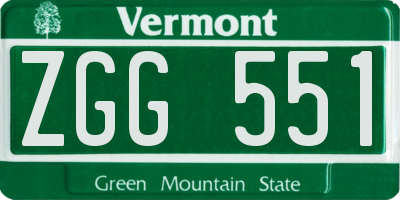 VT license plate ZGG551