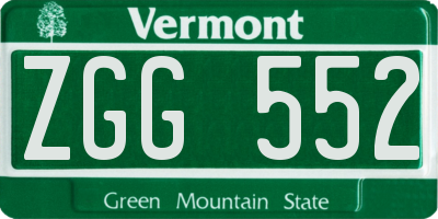 VT license plate ZGG552