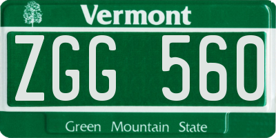 VT license plate ZGG560