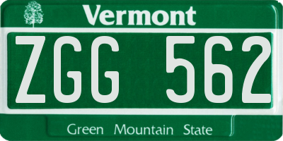 VT license plate ZGG562