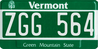 VT license plate ZGG564