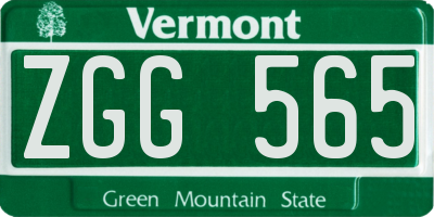 VT license plate ZGG565