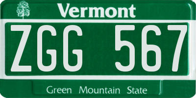 VT license plate ZGG567