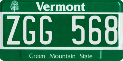VT license plate ZGG568