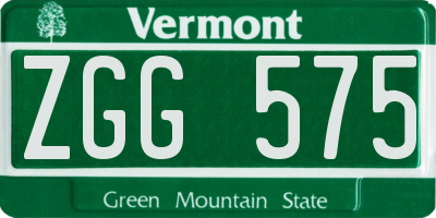VT license plate ZGG575