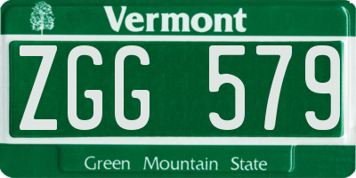 VT license plate ZGG579