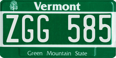 VT license plate ZGG585
