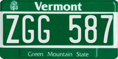 VT license plate ZGG587