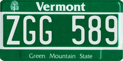VT license plate ZGG589