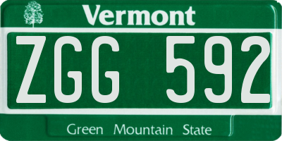VT license plate ZGG592
