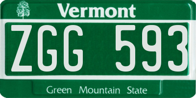 VT license plate ZGG593