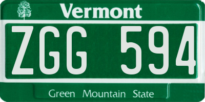 VT license plate ZGG594