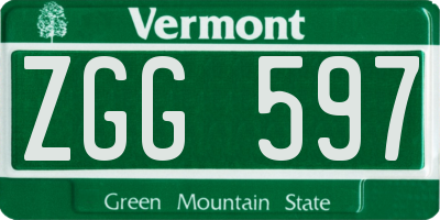 VT license plate ZGG597