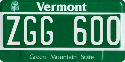 VT license plate ZGG600