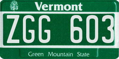 VT license plate ZGG603