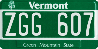 VT license plate ZGG607