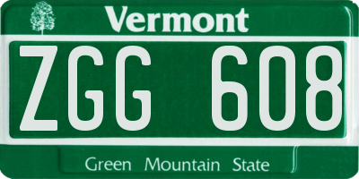 VT license plate ZGG608
