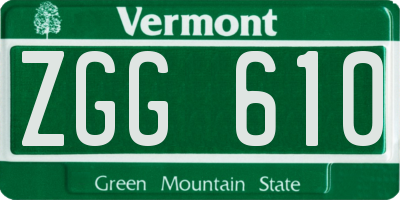 VT license plate ZGG610