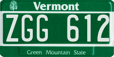 VT license plate ZGG612