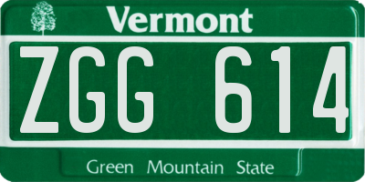 VT license plate ZGG614