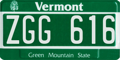 VT license plate ZGG616