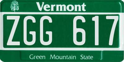 VT license plate ZGG617