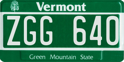 VT license plate ZGG640
