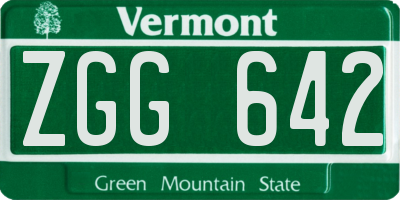 VT license plate ZGG642
