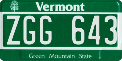VT license plate ZGG643