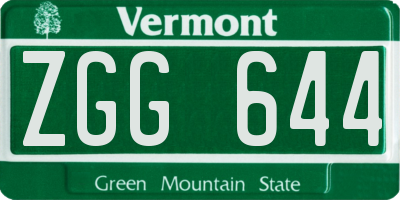 VT license plate ZGG644