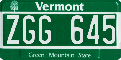 VT license plate ZGG645