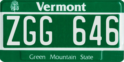 VT license plate ZGG646