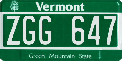 VT license plate ZGG647