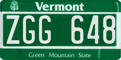 VT license plate ZGG648