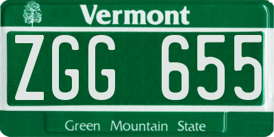 VT license plate ZGG655