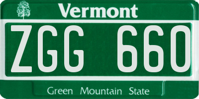 VT license plate ZGG660