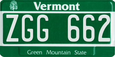 VT license plate ZGG662