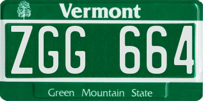 VT license plate ZGG664