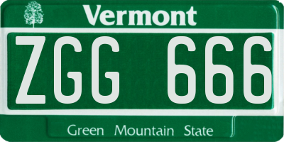 VT license plate ZGG666