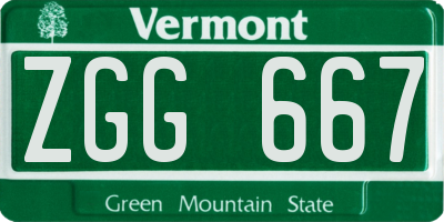 VT license plate ZGG667
