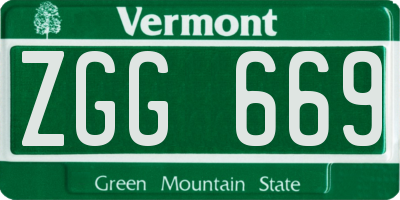 VT license plate ZGG669