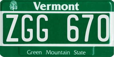 VT license plate ZGG670