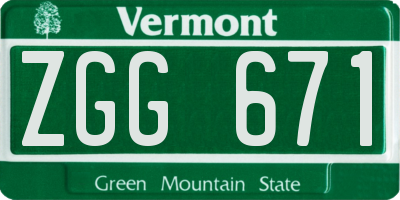 VT license plate ZGG671