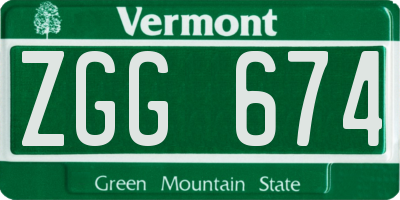 VT license plate ZGG674
