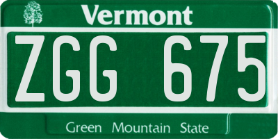 VT license plate ZGG675