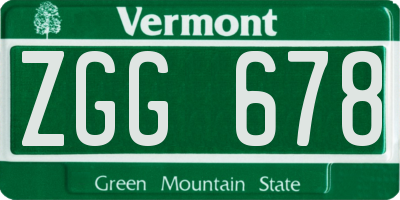 VT license plate ZGG678