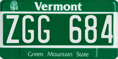 VT license plate ZGG684