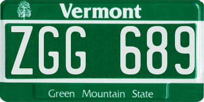VT license plate ZGG689