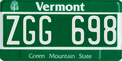 VT license plate ZGG698