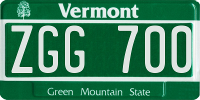 VT license plate ZGG700